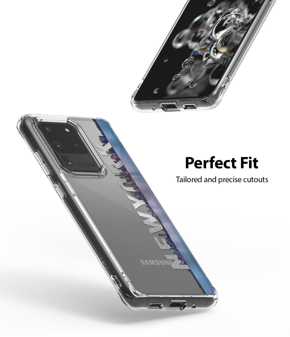 Galaxy S20 Ultra Case | Fusion Design - Clear phone case with New York skyline graphic and precise camera cutouts.