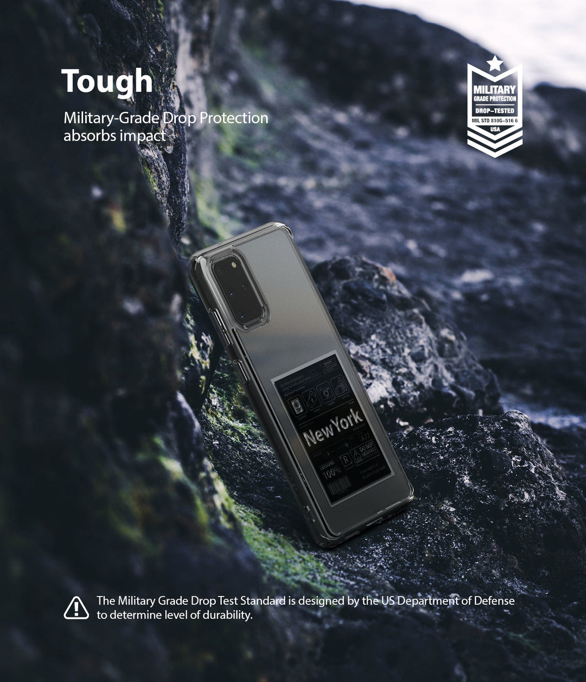 Galaxy S20 Plus Case | Fusion Design - Phone case with New York graphic on rocky terrain, featuring military-grade drop protection.