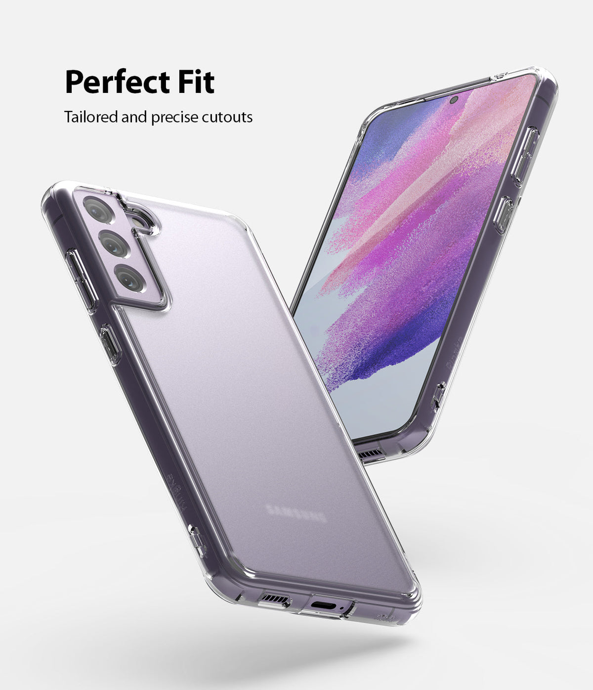 Galaxy S21 FE Case | Fusion - Clear protective case on a Galaxy S21 FE phone showing precise cutouts and fit.