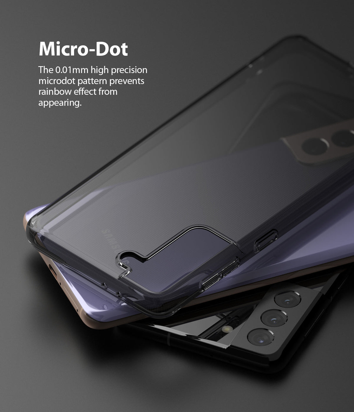Galaxy S21 Plus Case | Air - A clear phone case with a microdot pattern on a Galaxy S21 Plus smartphone.