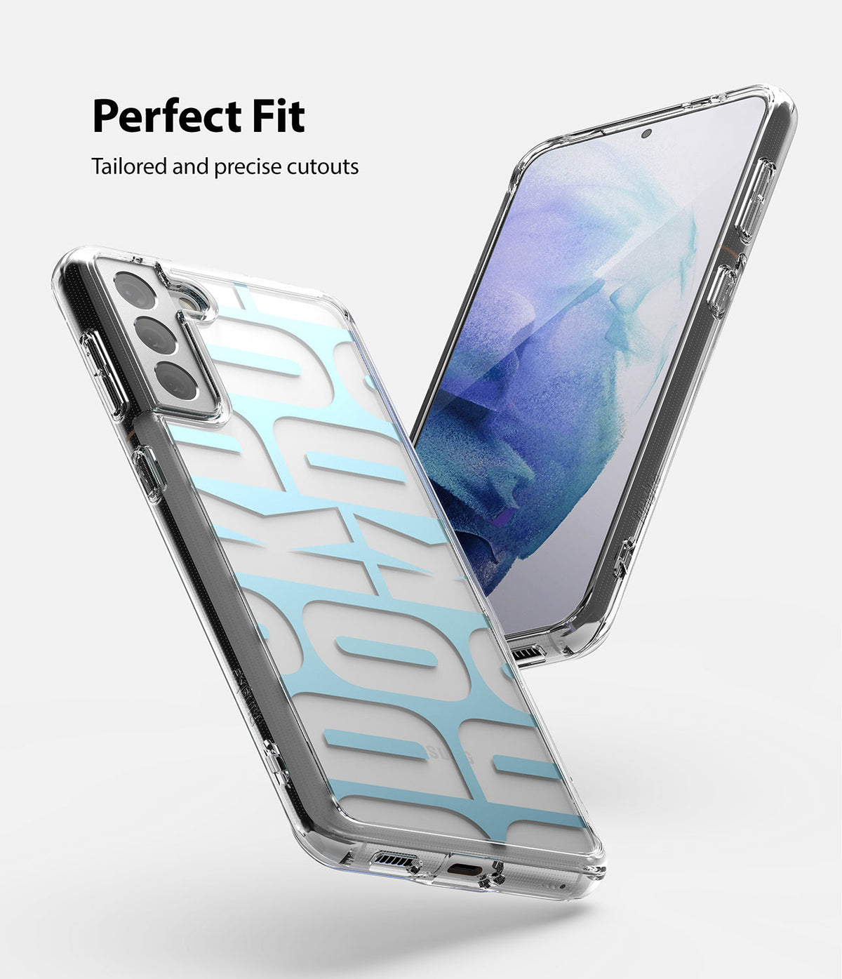 Galaxy S21 Case | Fusion Design - Clear phone case showing precise cutouts for the camera and ports on a Galaxy S21.