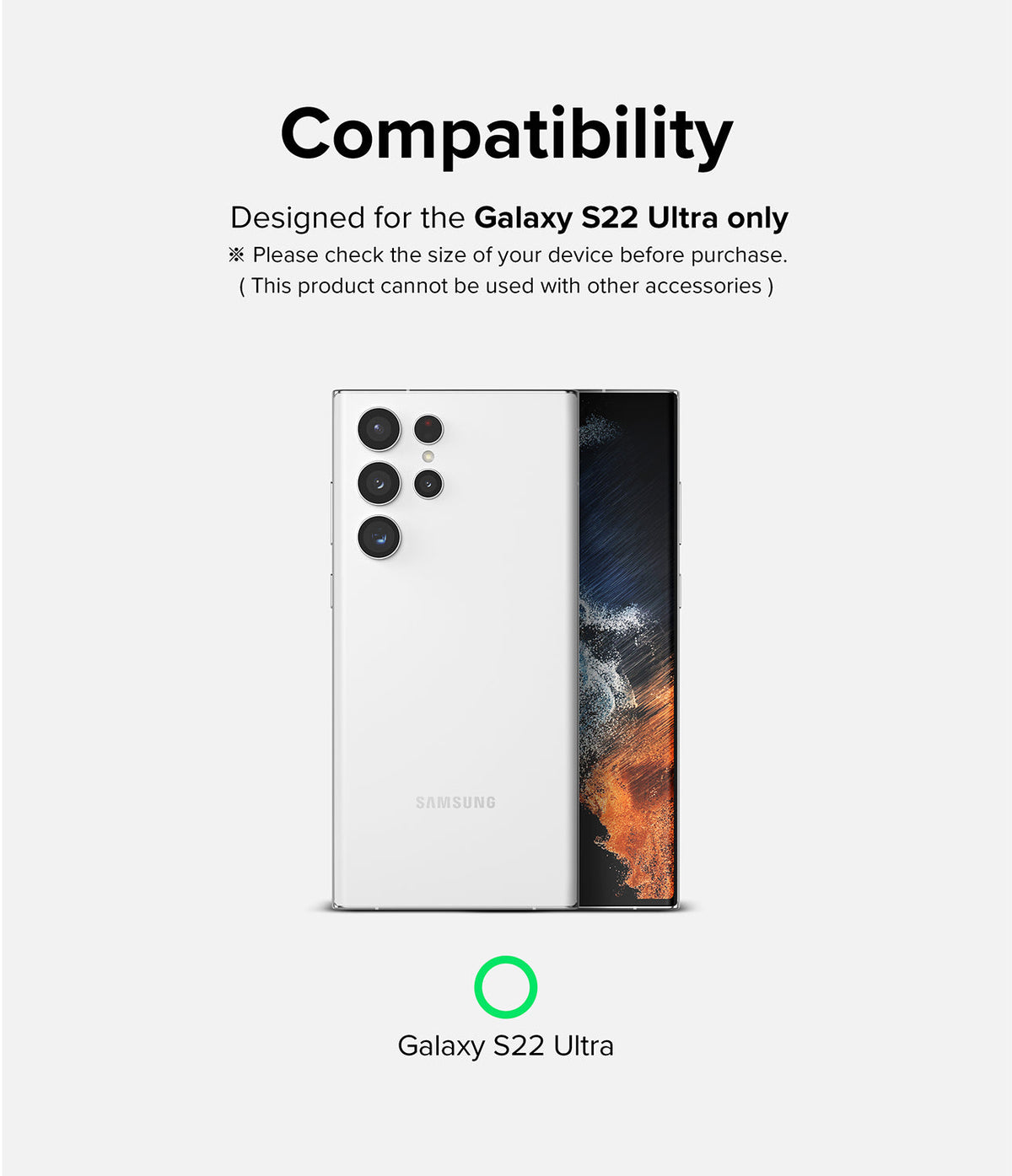 Galaxy S22 Ultra Camera Lens Protector | Camera Lens Frame Glass - Galaxy S22 Ultra Camera Lens Protector - White Galaxy S22 Ultra phone showing camera lens compatibility.