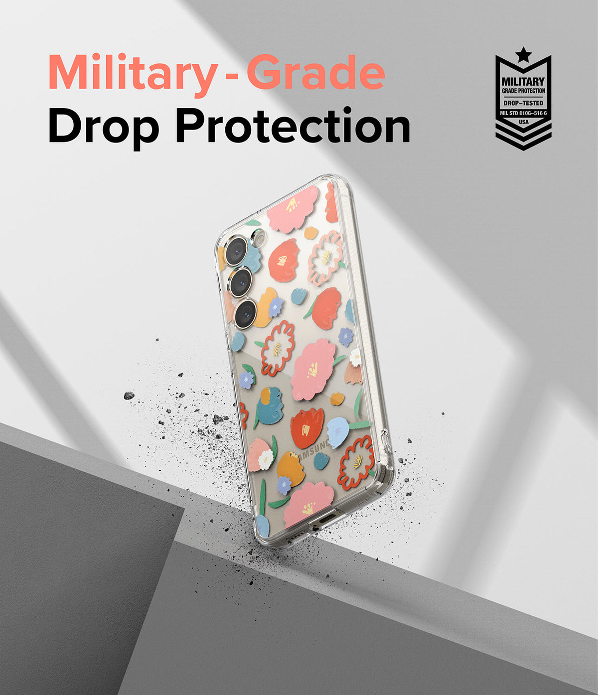 Galaxy S23 Plus Case | Fusion Design - Clear phone case with colorful floral pattern and military-grade drop protection.