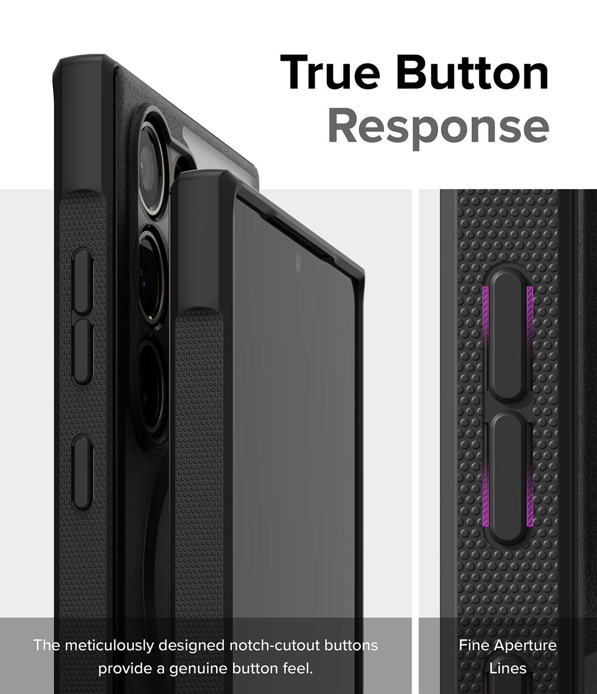 Galaxy S24 Ultra Case | Fusion Bold Magnetic Matte - Close-up of phone case buttons with notch-cutout design.