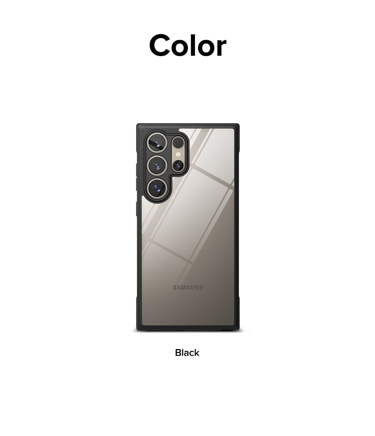 Galaxy S24 Ultra Case | Fusion Bold - Black Samsung Galaxy S24 Ultra in a clear case with a black frame.