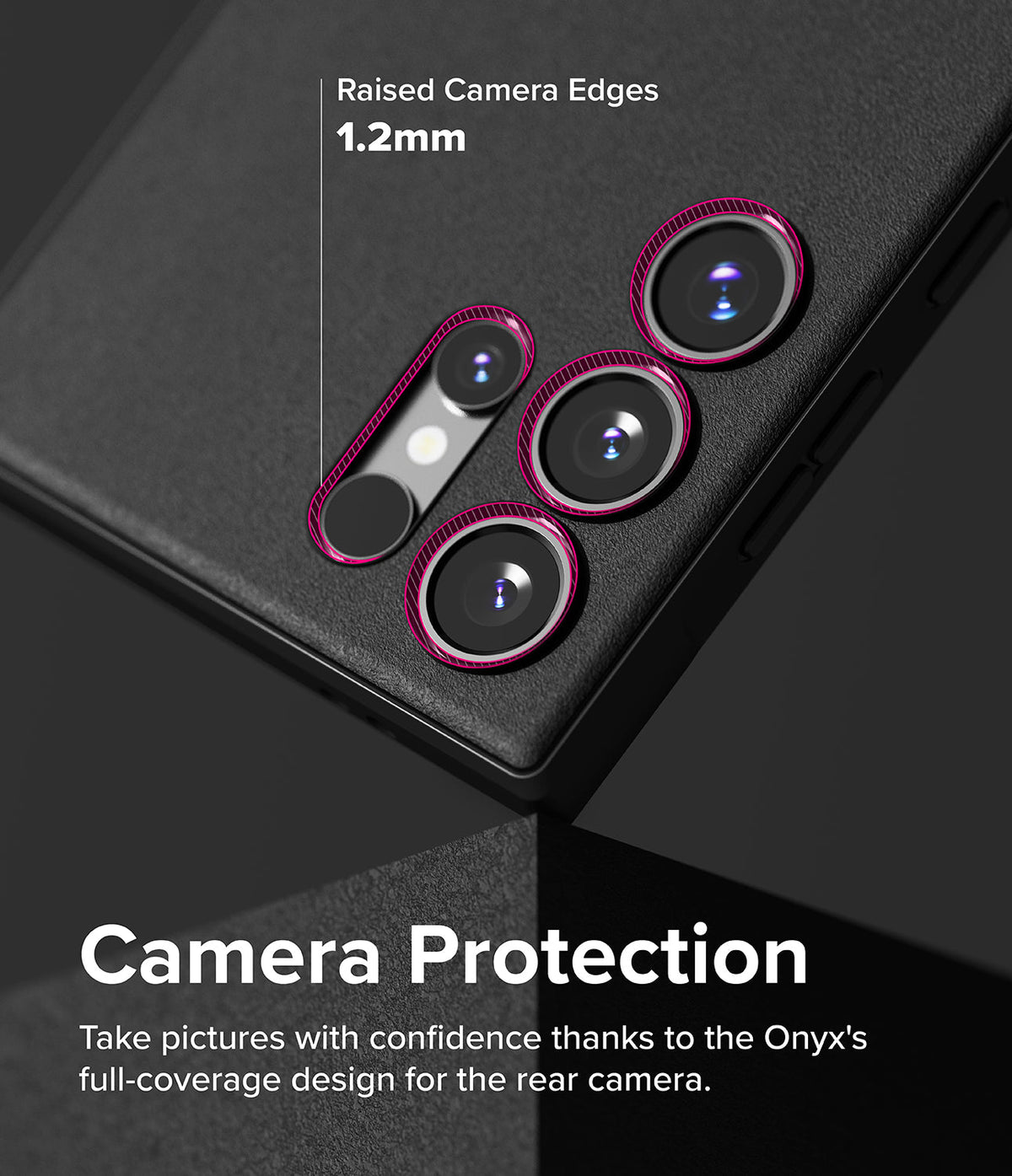 Galaxy S24 Ultra Case | Onyx - Black phone case with 1.2mm raised edges around the camera lenses for added protection.