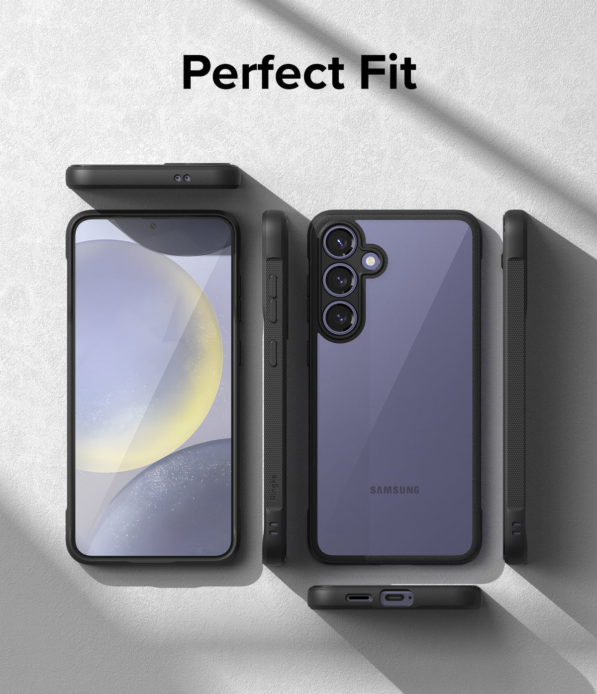 Galaxy S24 Case | Fusion Bold - Multiple angles of a black Galaxy S24 phone case showing front, back, and side profiles.