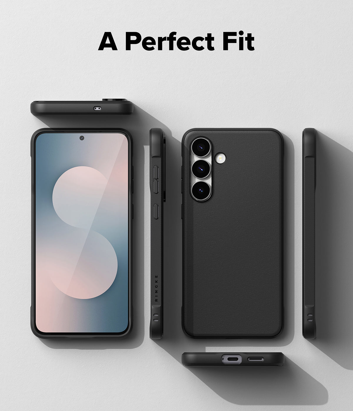 Galaxy S25 FE Case | Onyx Magnetic - Multiple views of a black phone case on a Galaxy S25 FE against a light background.