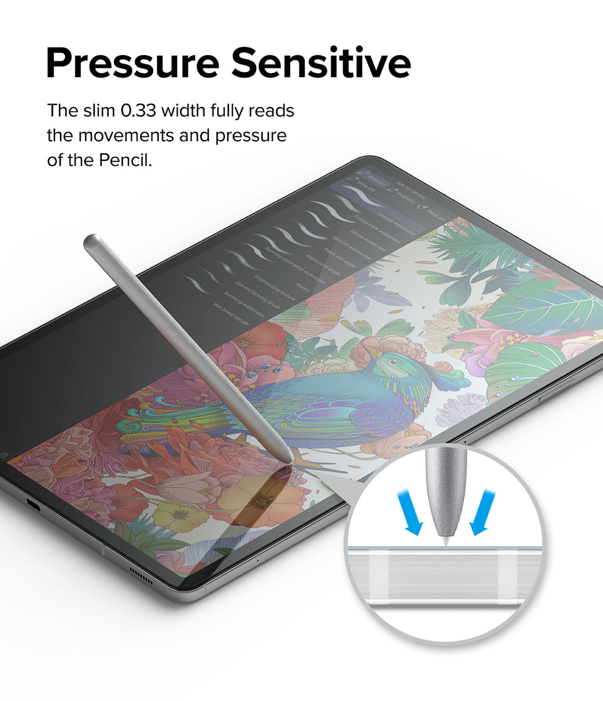 Galaxy Tab S10 Plus / Tab S9 Plus / Tab S8 Plus / Tab S7 Plus / Tab S7 FE | Invisible Defender Glass - Stylus on tablet.