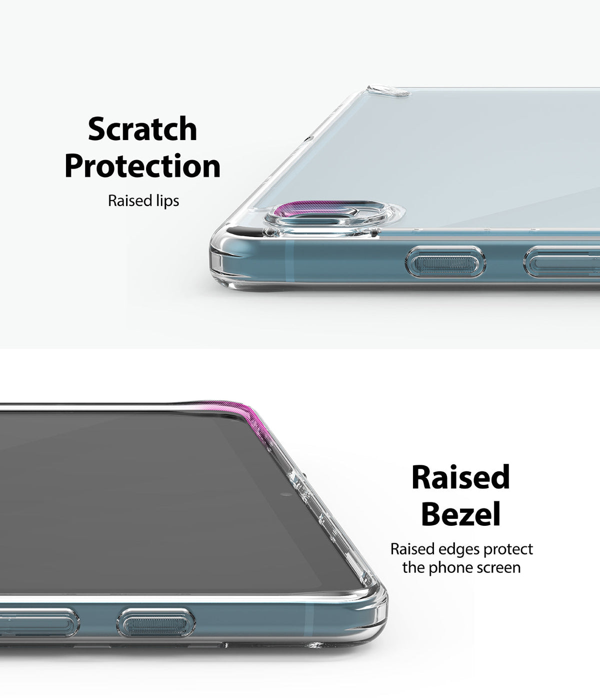 Galaxy Tab S6 Lite Case | Fusion - Clear tablet case showing raised lips for camera and screen protection.