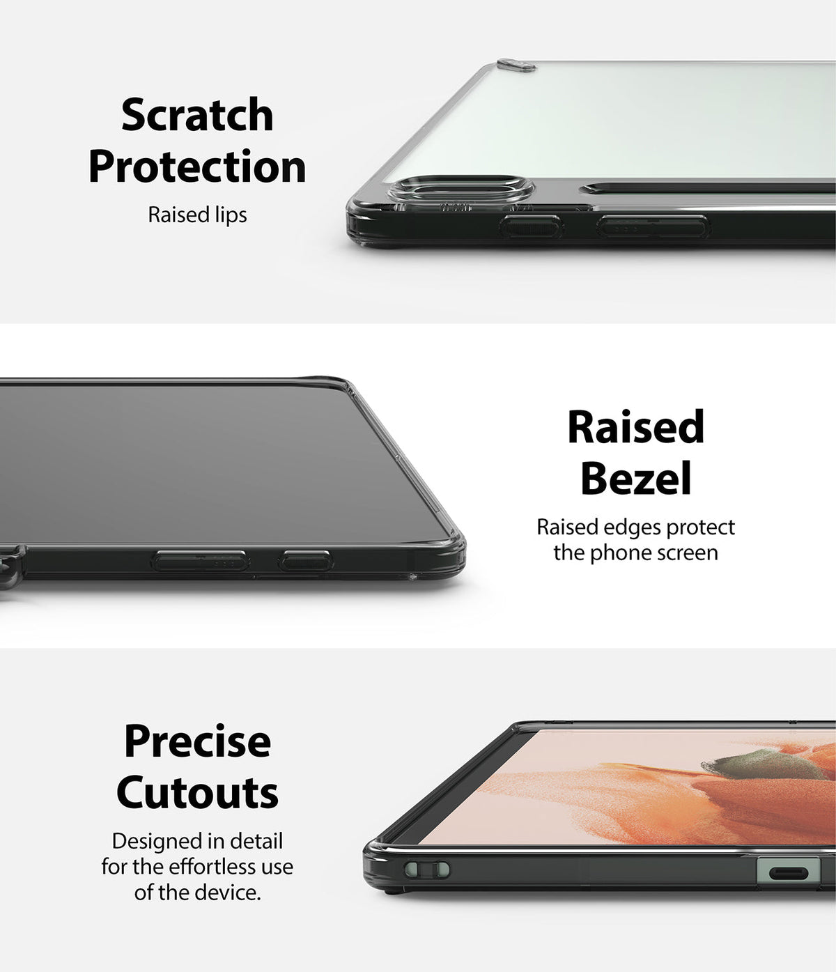 Galaxy Tab S7 FE Case | Fusion - Close-ups showing raised lips, screen-protecting bezels, and precise port cutouts.
