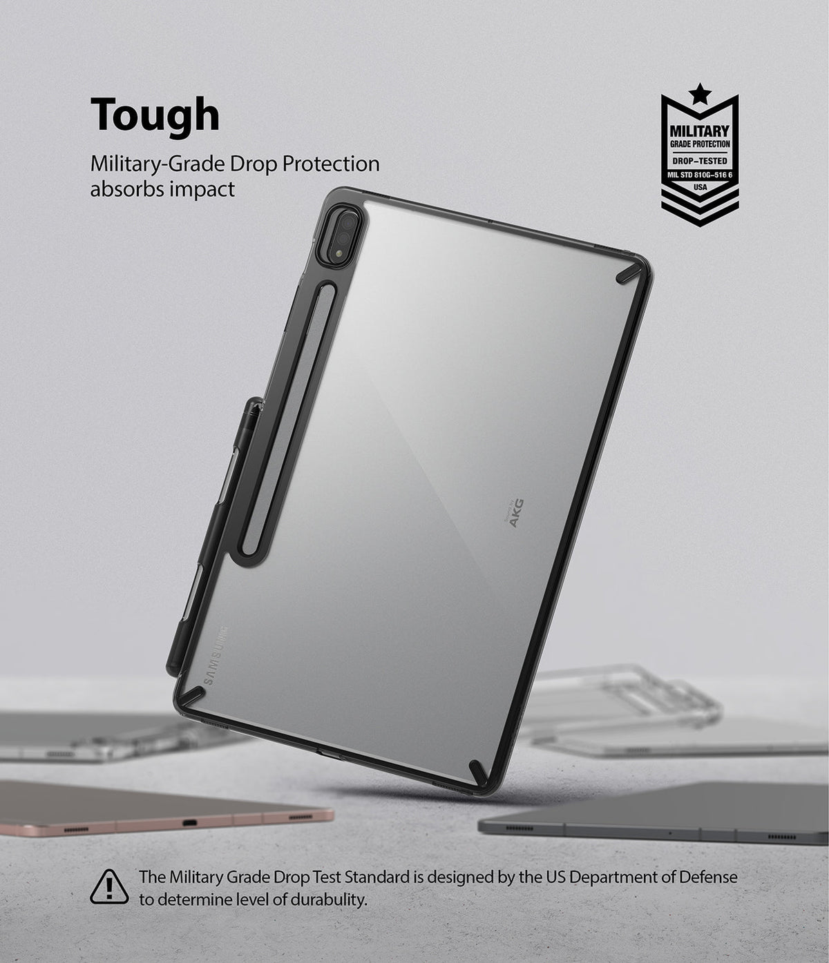 Galaxy Tab S8 / Tab S7 Case | Fusion - Tablet in a clear protective case with stylus, featuring military-grade drop protection.