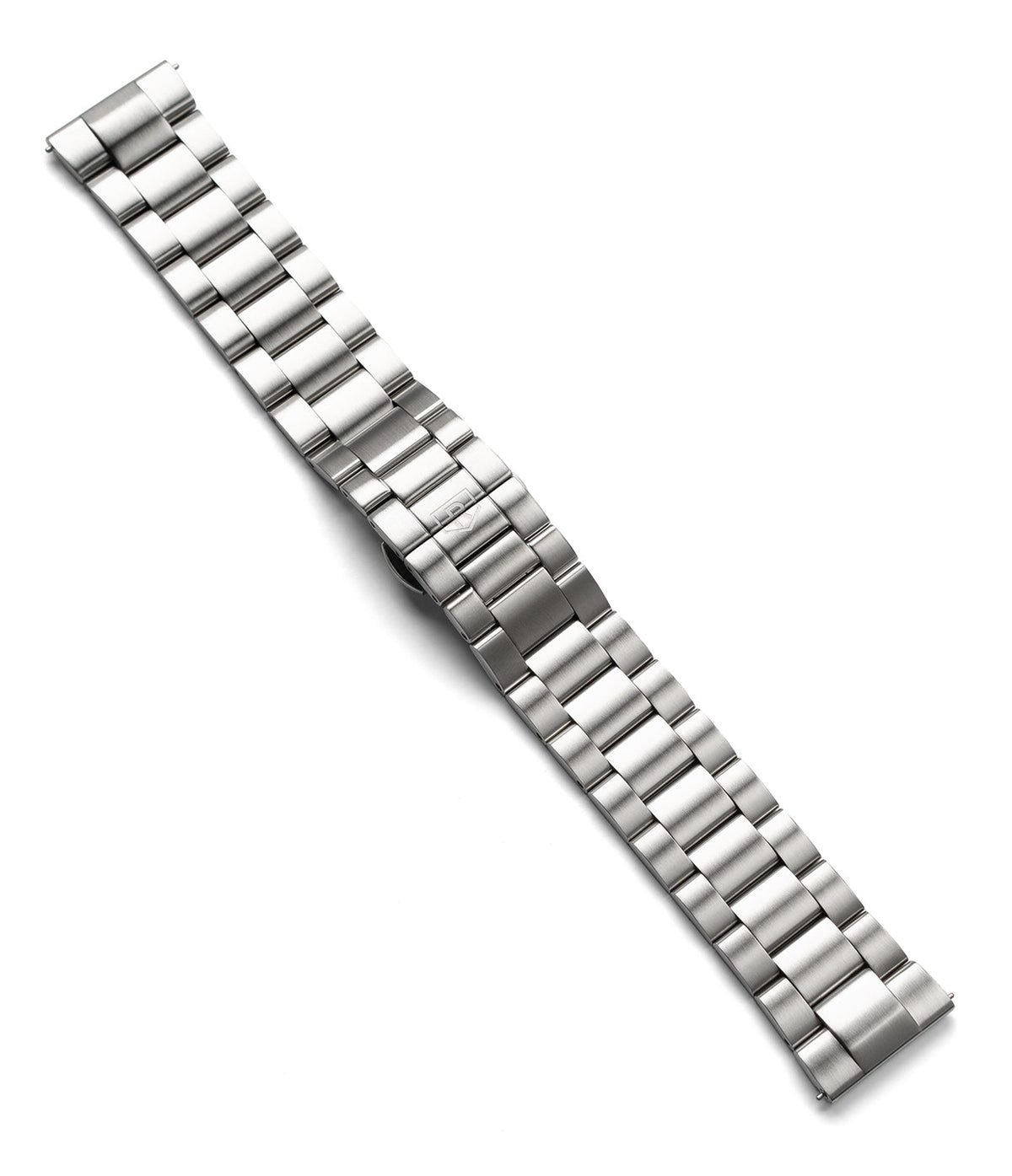 Watch Lug 20mm | Metal One Band - Brushed stainless steel watch bracelet with three-link design on a white background.