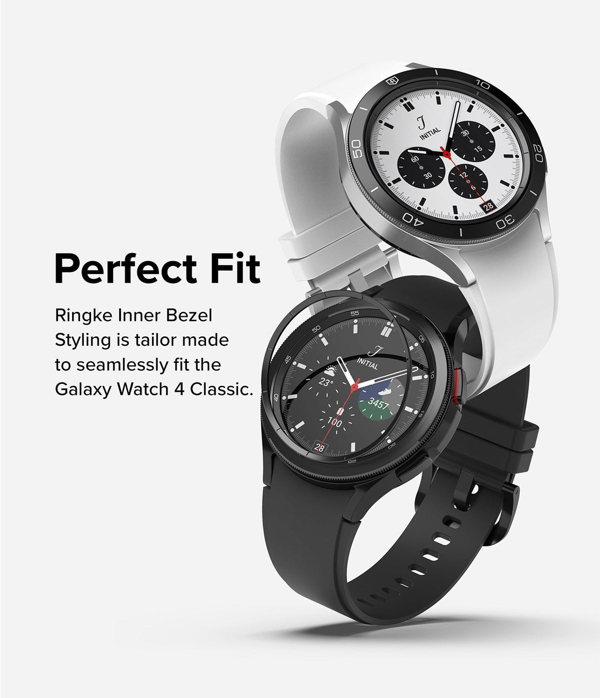 Galaxy Watch 4 Classic 42mm | Inner Bezel Styling - Two Galaxy Watch 4 Classic smartwatches with black inner bezel styling.