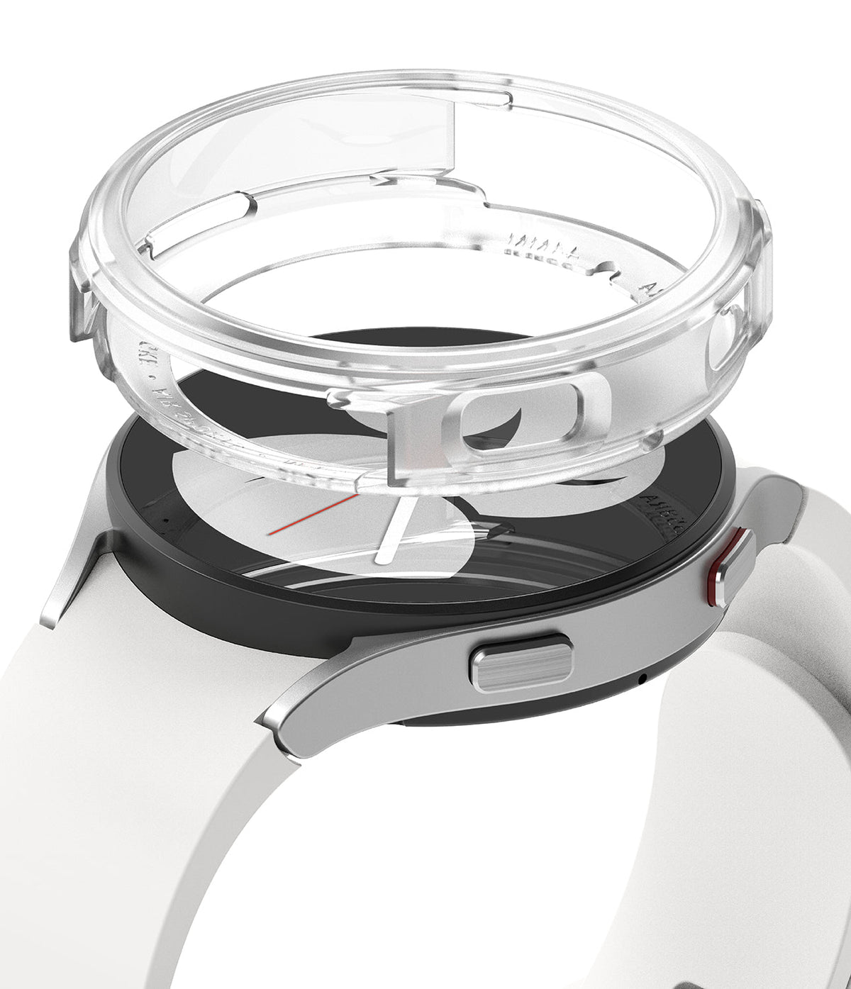 Galaxy Watch 4 (40mm) Case | Air Sports - A clear protective case hovering above a white Galaxy Watch 4.