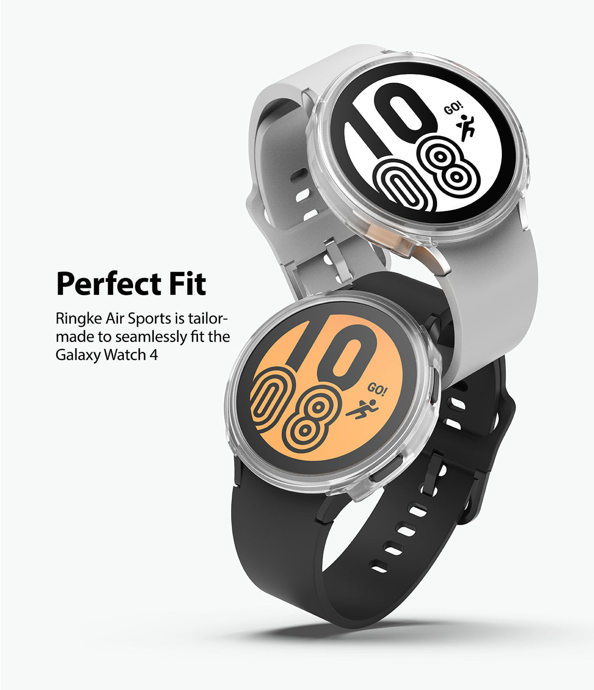 Galaxy Watch 4 (44mm) Case | Air Sports - Two Galaxy Watch 4 units with clear protective cases stacked vertically.