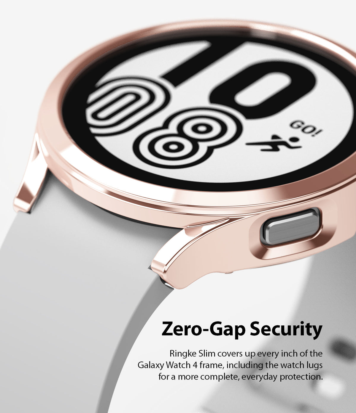 Galaxy Watch 4 (44mm) Case | Slim - Rose gold protective case fitted snugly around a Galaxy Watch 4 frame.