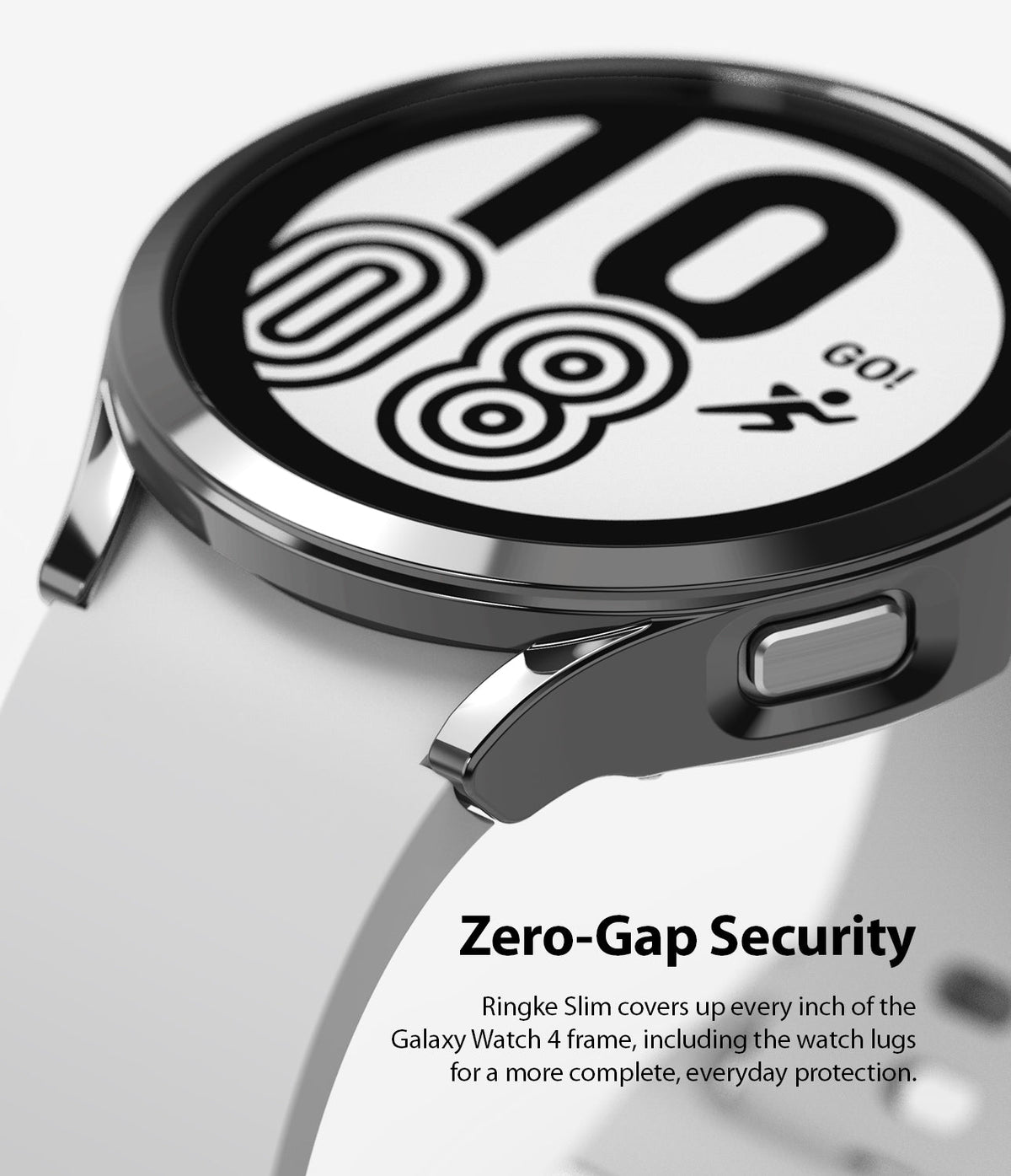 Galaxy Watch 4 (44mm) Case | Slim - Close-up of a black slim protective case fitted securely on a Galaxy Watch 4.