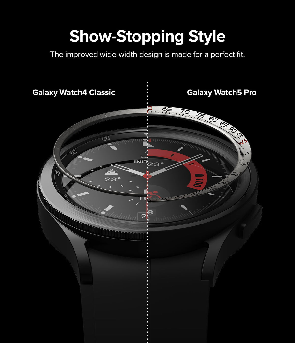 Galaxy Watch 5 Pro 45mm | Inner Bezel Styling - Comparison of Galaxy Watch4 Classic and Watch5 Pro bezel fit.