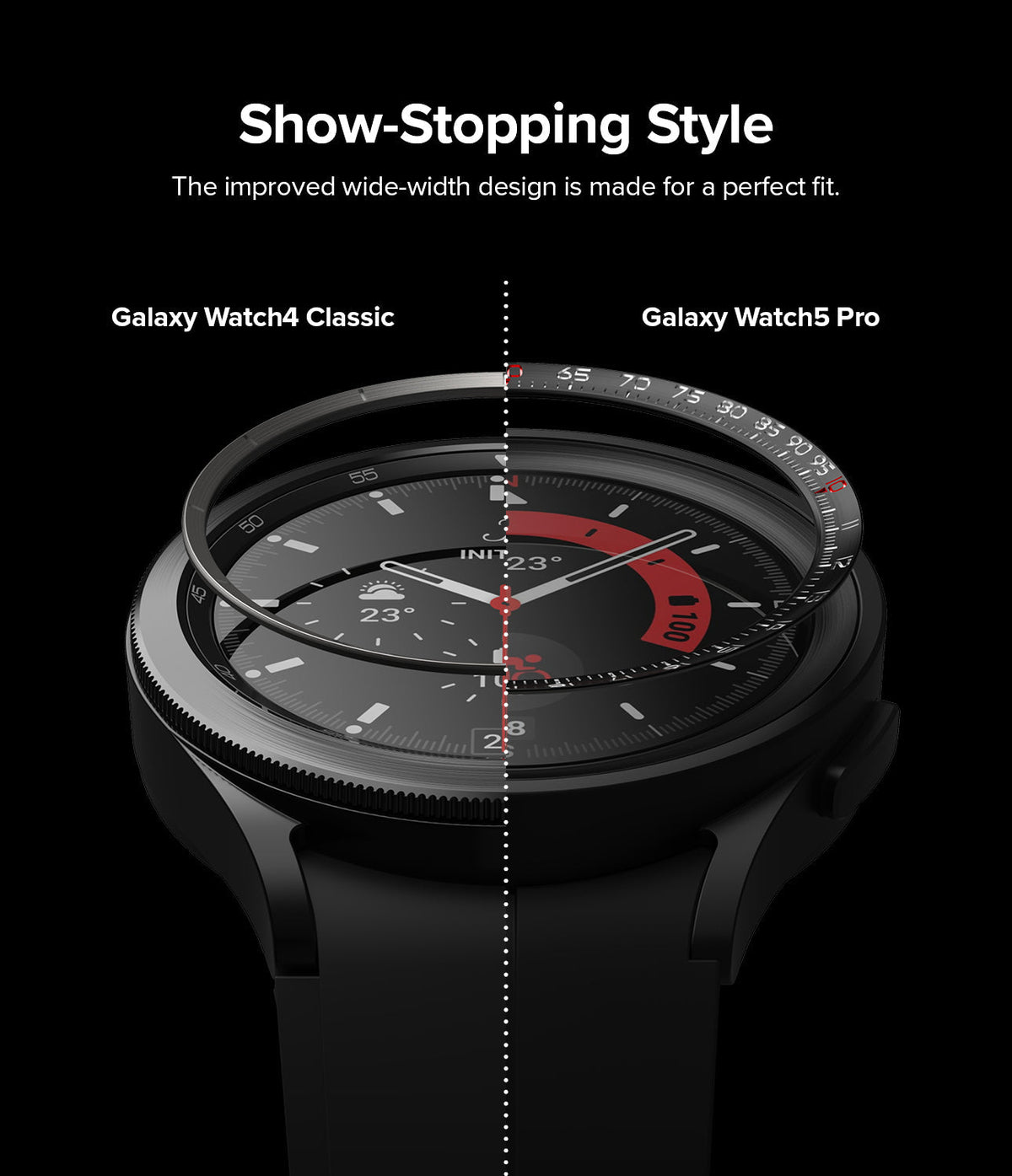 Galaxy Watch 5 Pro 45mm | Inner Bezel Styling - Comparison of Galaxy Watch4 Classic and Watch5 Pro inner bezel designs.
