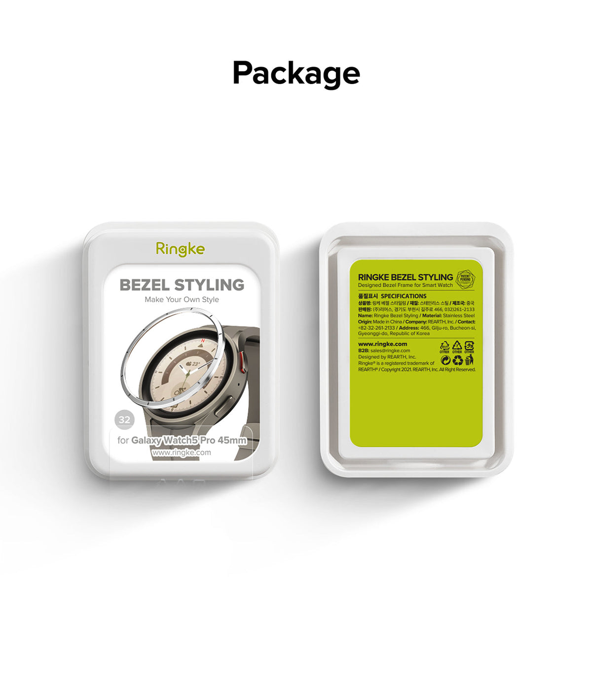 Galaxy Watch 5 Pro 45mm | Bezel Styling - Front and back view of Ringke Bezel Styling packaging for Galaxy Watch 5 Pro.