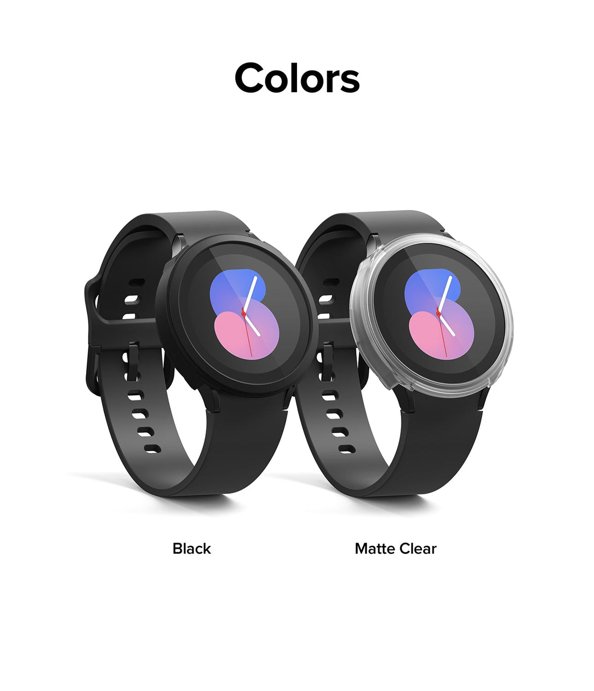 Galaxy Watch 5 40mm Case | Air Sports - Two Galaxy Watch 5 units with black and matte clear protective cases.