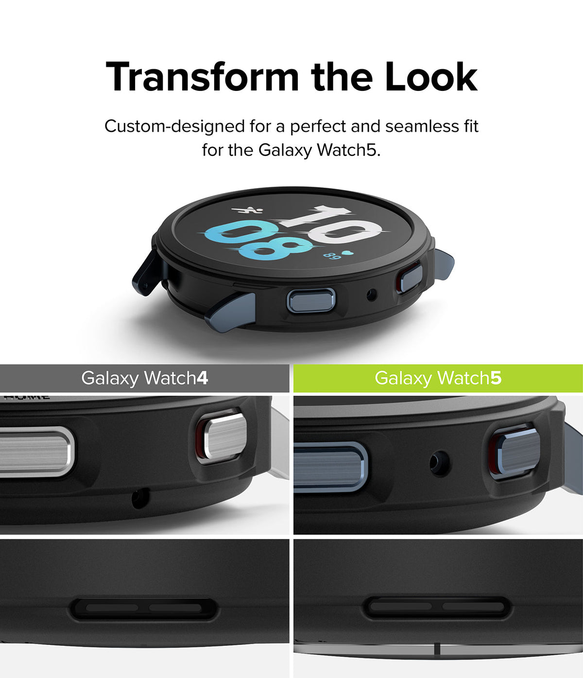 Galaxy Watch 5 44mm Case | Air Sports - Comparison of Air Sports case fit on Galaxy Watch 4 and Galaxy Watch 5.