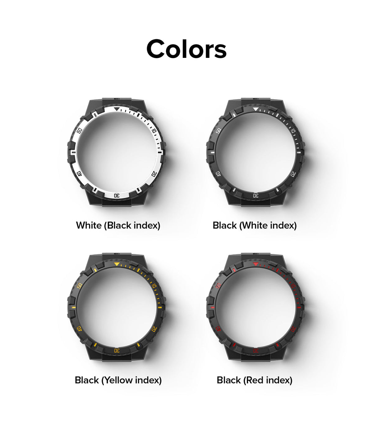 Galaxy Watch 5 / 4 (44mm) Case | Fusion-X - Four Fusion-X watch cases in white, black, yellow, and red index colorways.