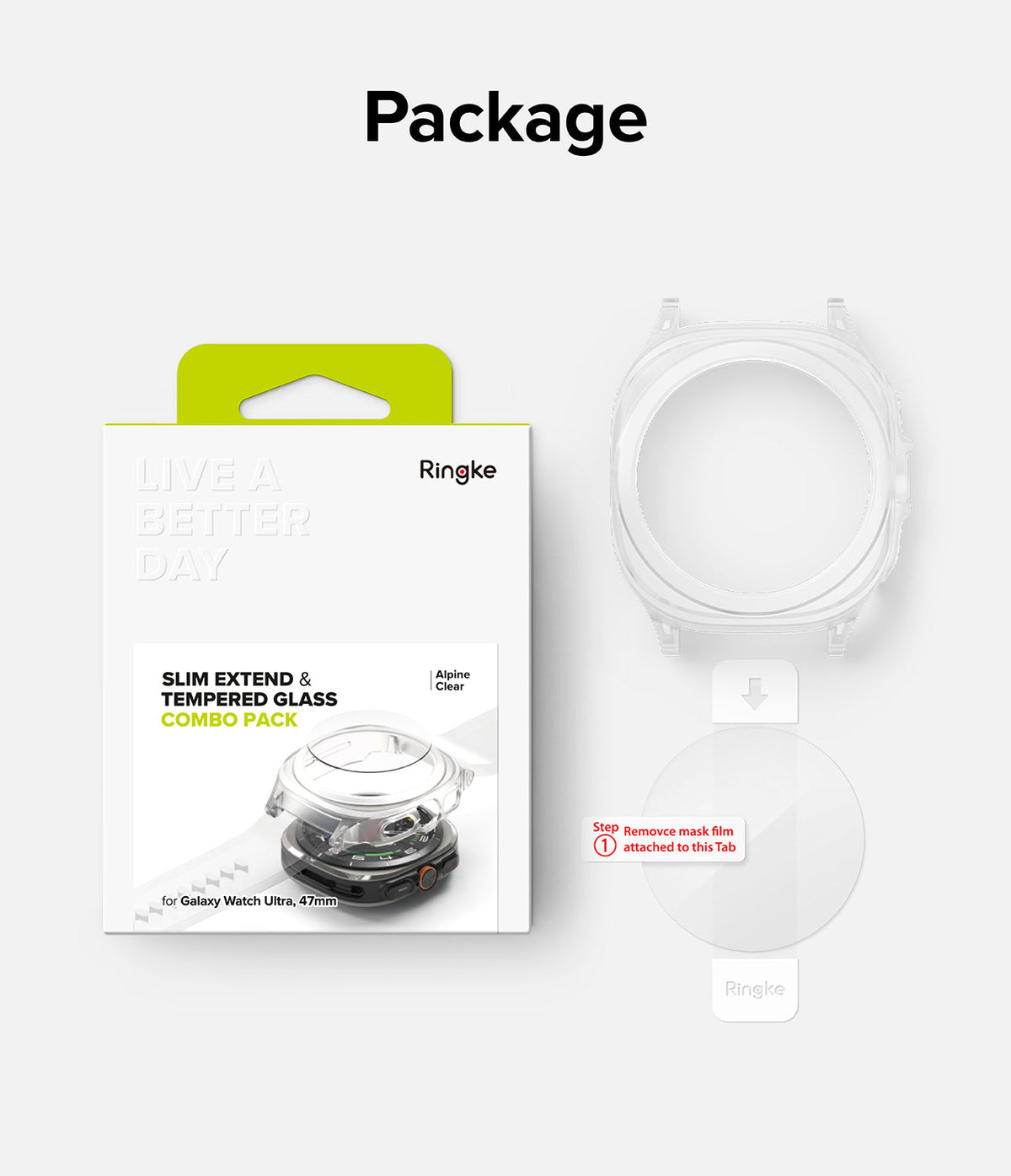 Galaxy Watch Ultra | Slim Extend & Glass - Ringke protective case and tempered glass screen protector for Galaxy Watch Ultra.