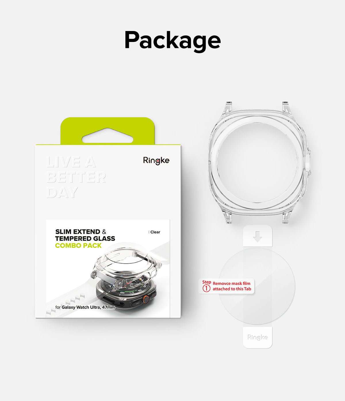 Galaxy Watch Ultra | Slim Extend & Glass - Ringke protective case and tempered glass screen protector for Galaxy Watch Ultra.