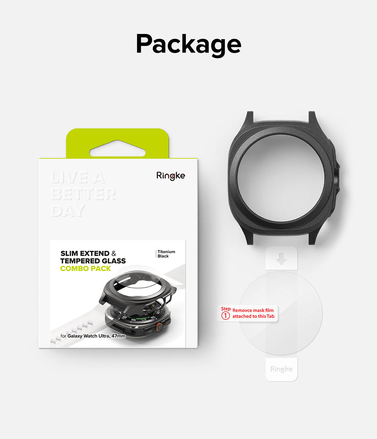 Galaxy Watch Ultra | Slim Extend & Glass - Ringke protective case and tempered glass screen protector for Galaxy Watch Ultra.