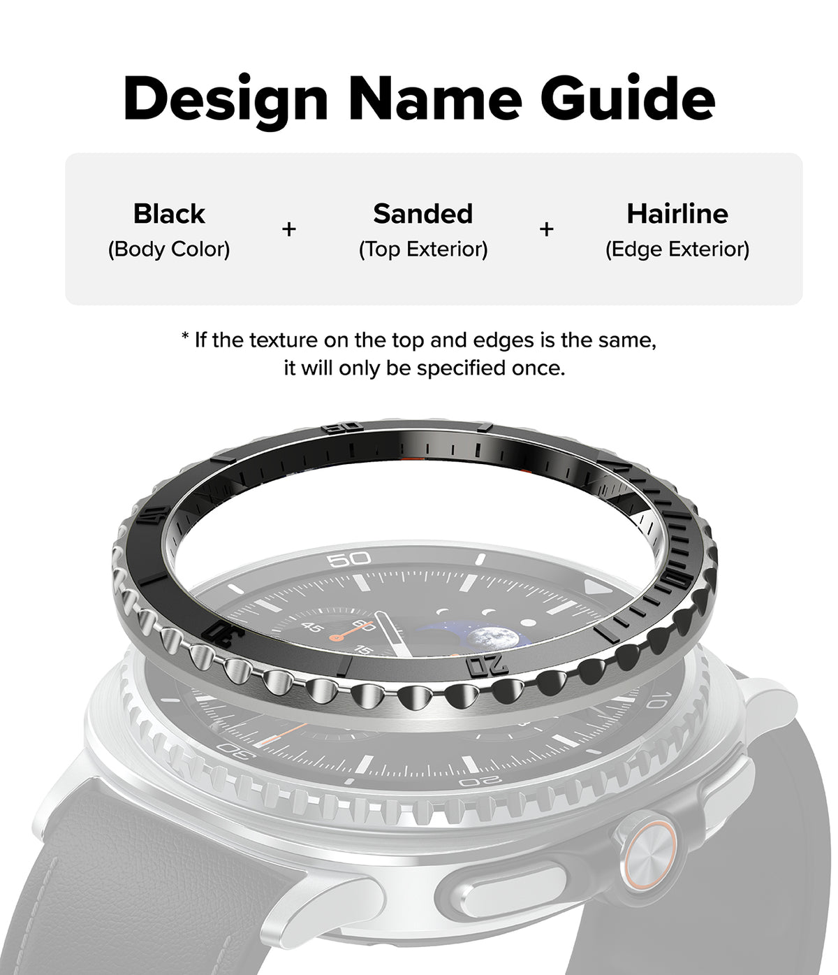 Galaxy Watch 8 Classic 46mm | Bezel Styling Premium - Infographic explaining bezel design naming conventions for a watch.