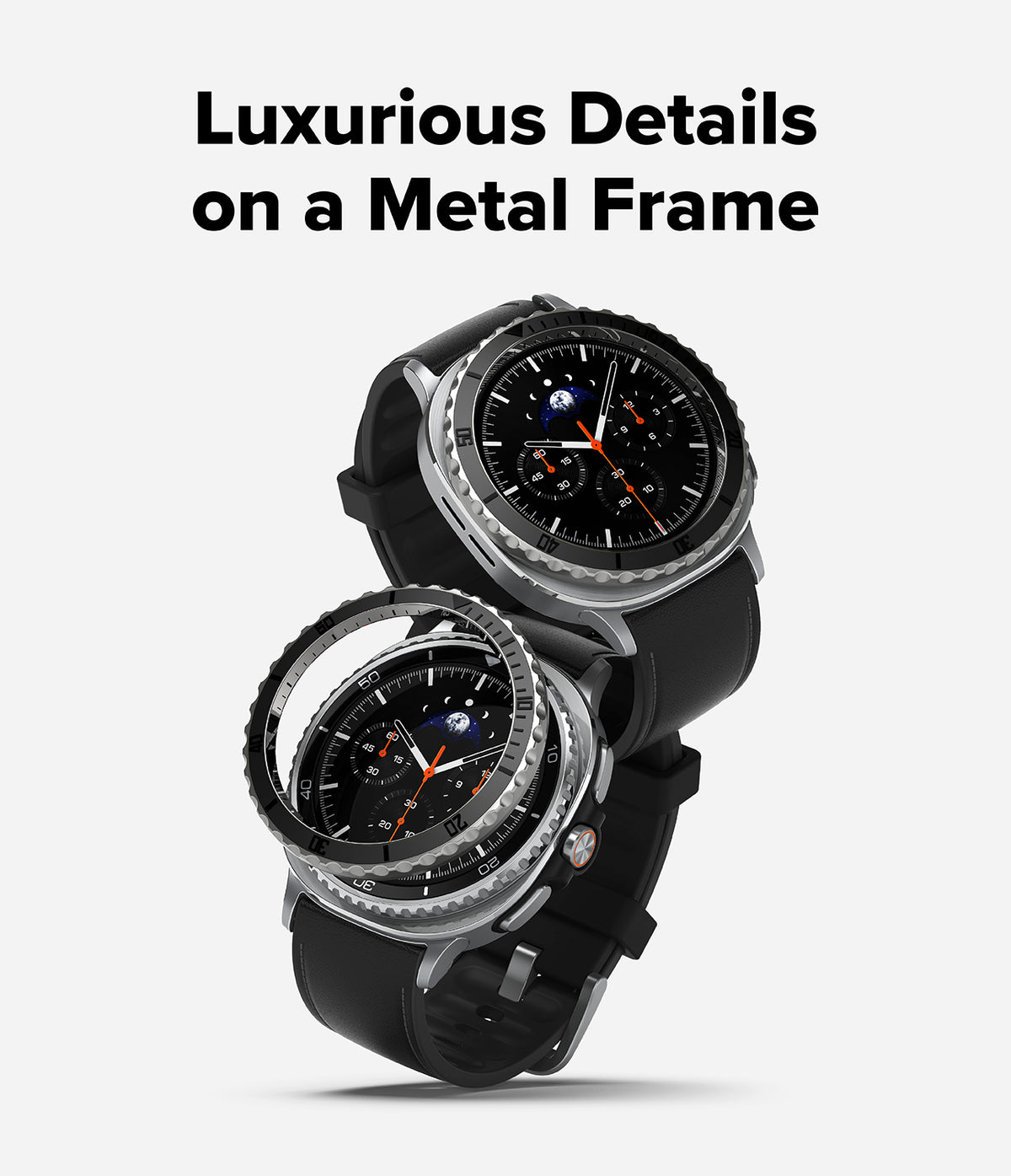 Galaxy Watch 8 Classic 46mm | Bezel Styling Premium - A Galaxy Watch with a detachable metal bezel ring overlay.