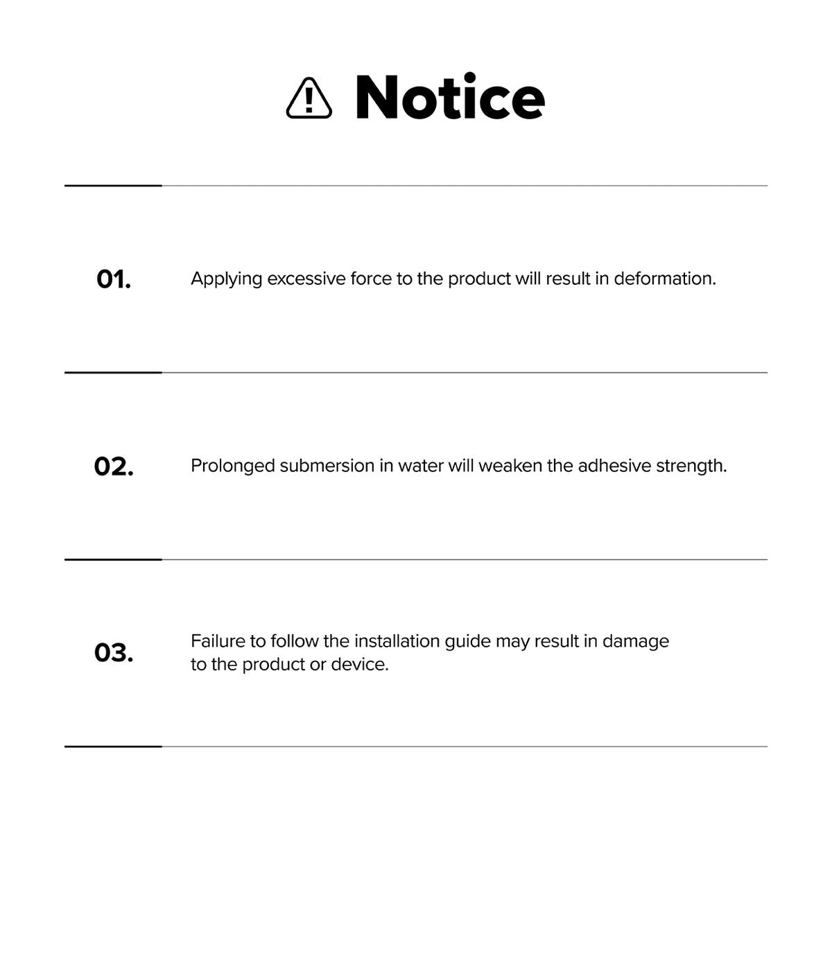 Galaxy Watch 8 Classic 46mm | Inner Bezel Styling - A notice list detailing warnings about product deformation, water exposure, and installation errors.