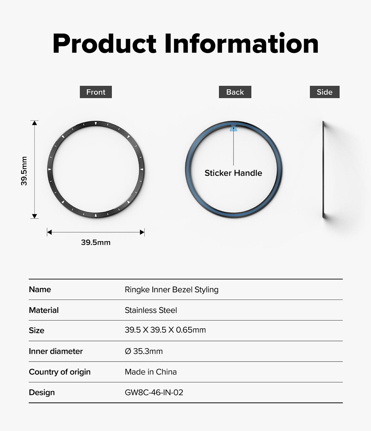 Galaxy Watch 8 Classic 46mm | Inner Bezel Styling - Technical diagram showing dimensions and features of the bezel.