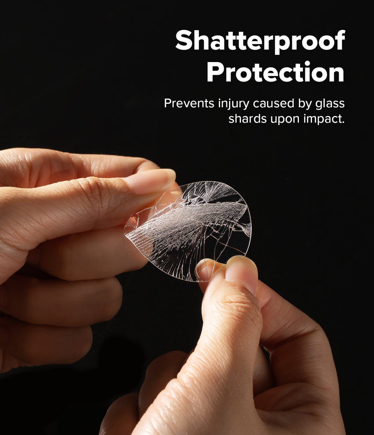Galaxy Watch 9 / 8 40mm Screen Protector | Tempered Glass Pro - Hands holding a cracked, shatterproof screen protector.