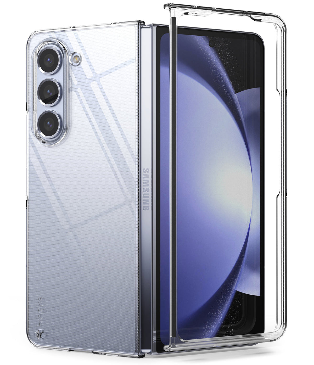 Galaxy Z Fold 5 Case | Slim - Clear protective case on a Galaxy Z Fold 5, showing the back panel and front frame.