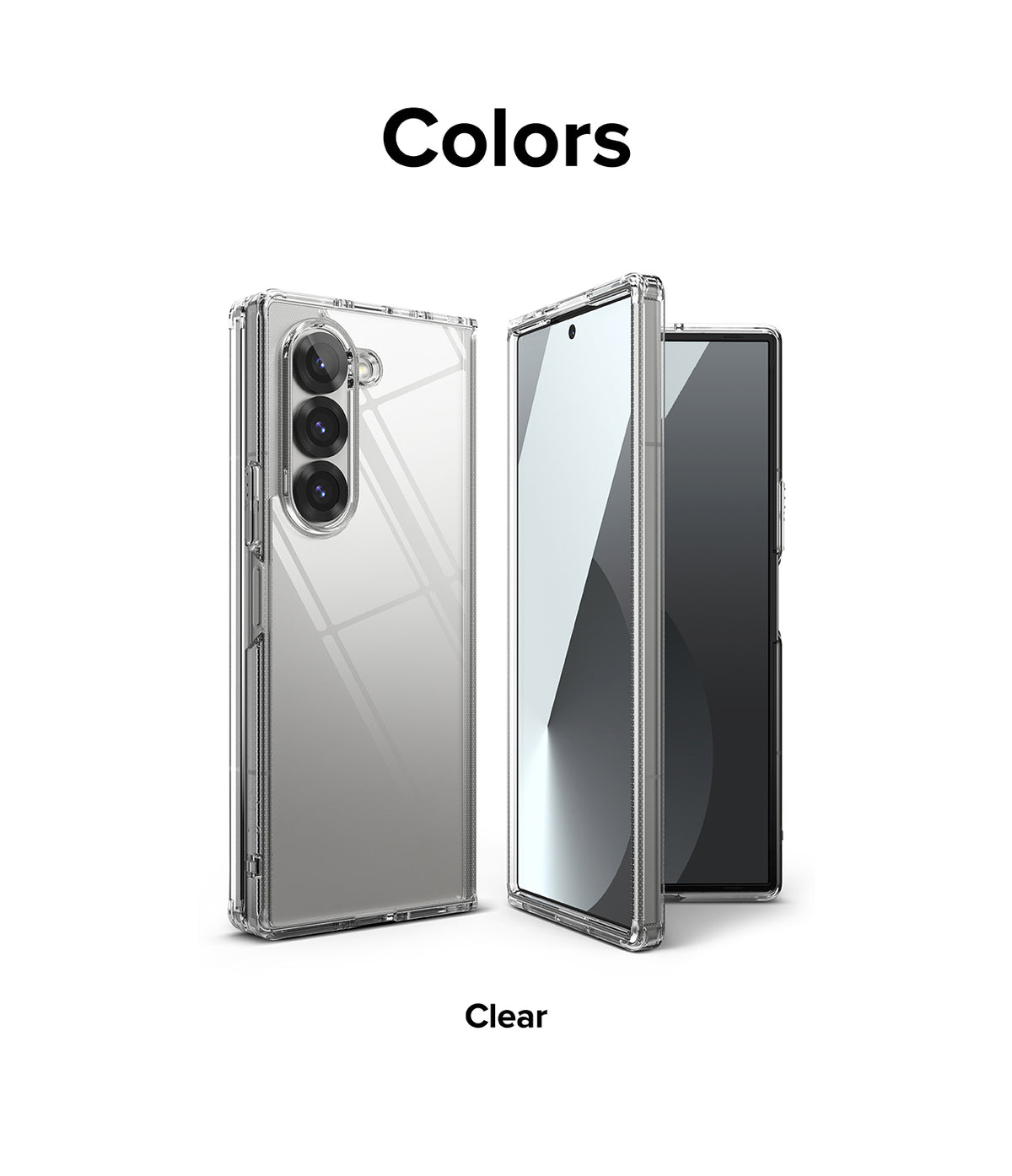 Galaxy Z Fold 6 Case | Fusion - Clear - Clear protective case on a Galaxy Z Fold 6 showing back and front views.