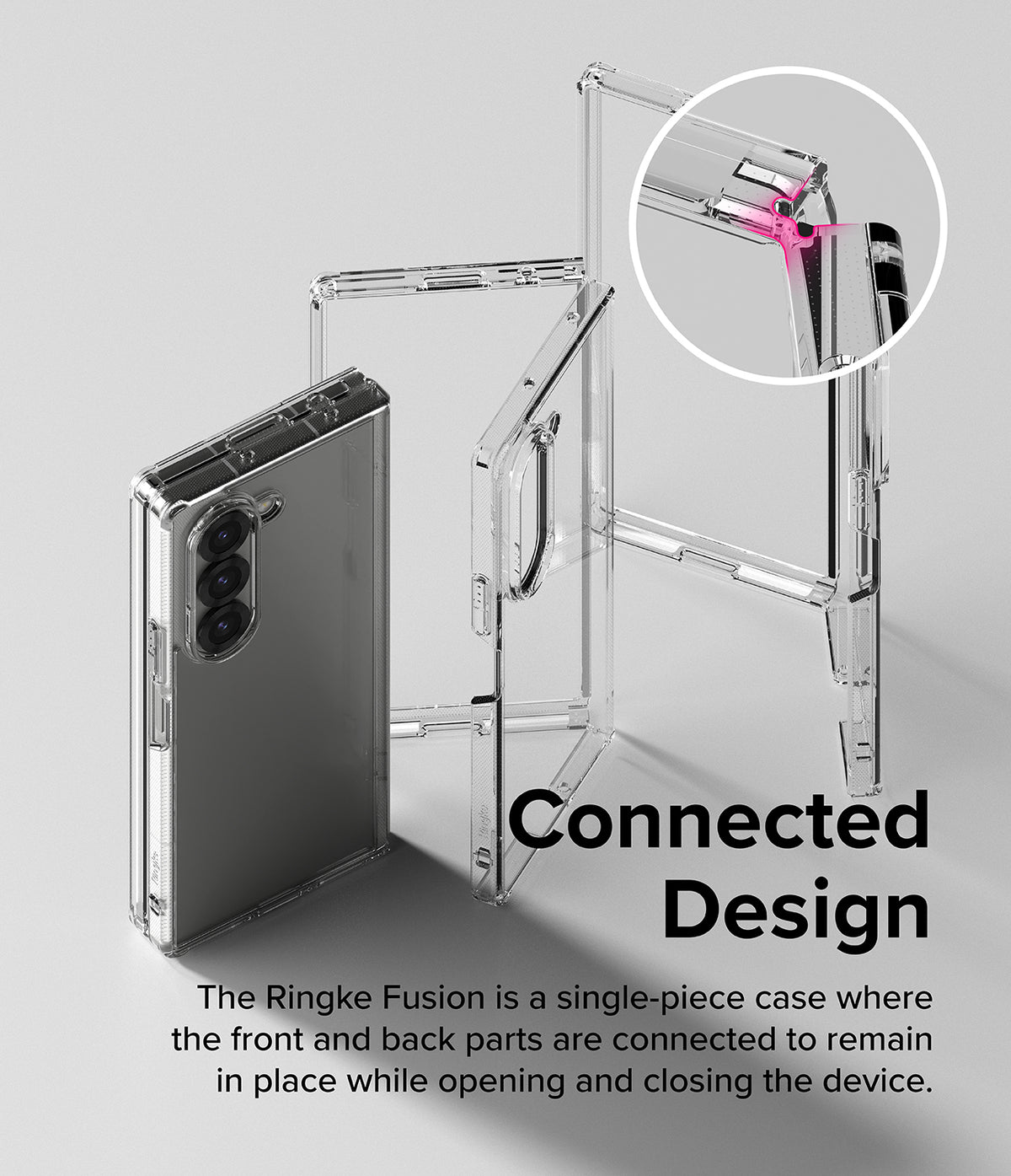 Galaxy Z Fold 6 Case | Fusion - Clear - Clear single-piece case for Galaxy Z Fold 6 showing connected hinge design.
