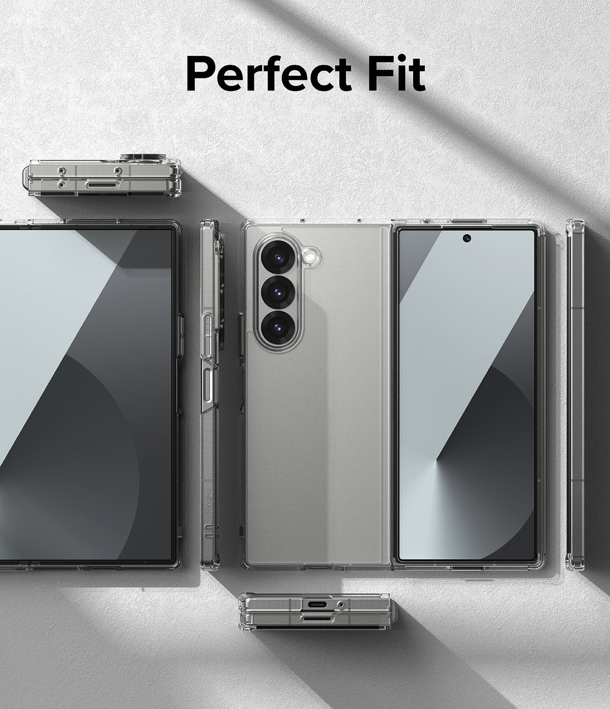 Galaxy Z Fold 6 Case | Fusion - Clear - Clear protective case shown from multiple angles on a Galaxy Z Fold 6.