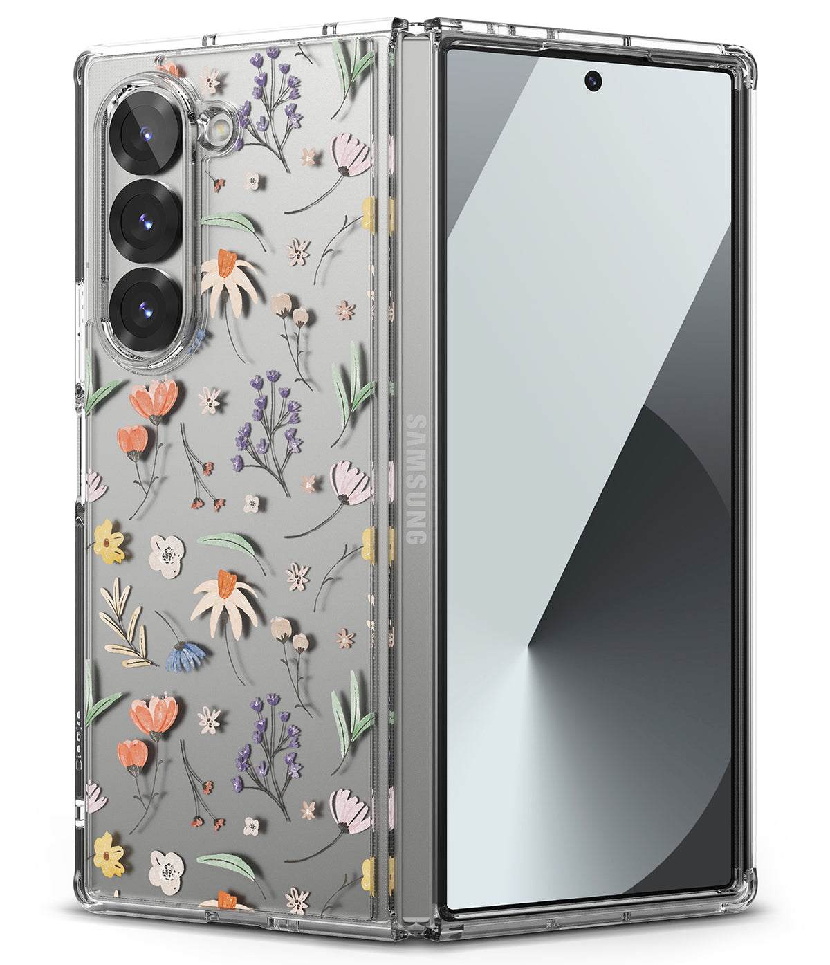 Galaxy Z Fold 6 case | Fusion Design - Clear phone case with delicate floral pattern on a Galaxy Z Fold 6.