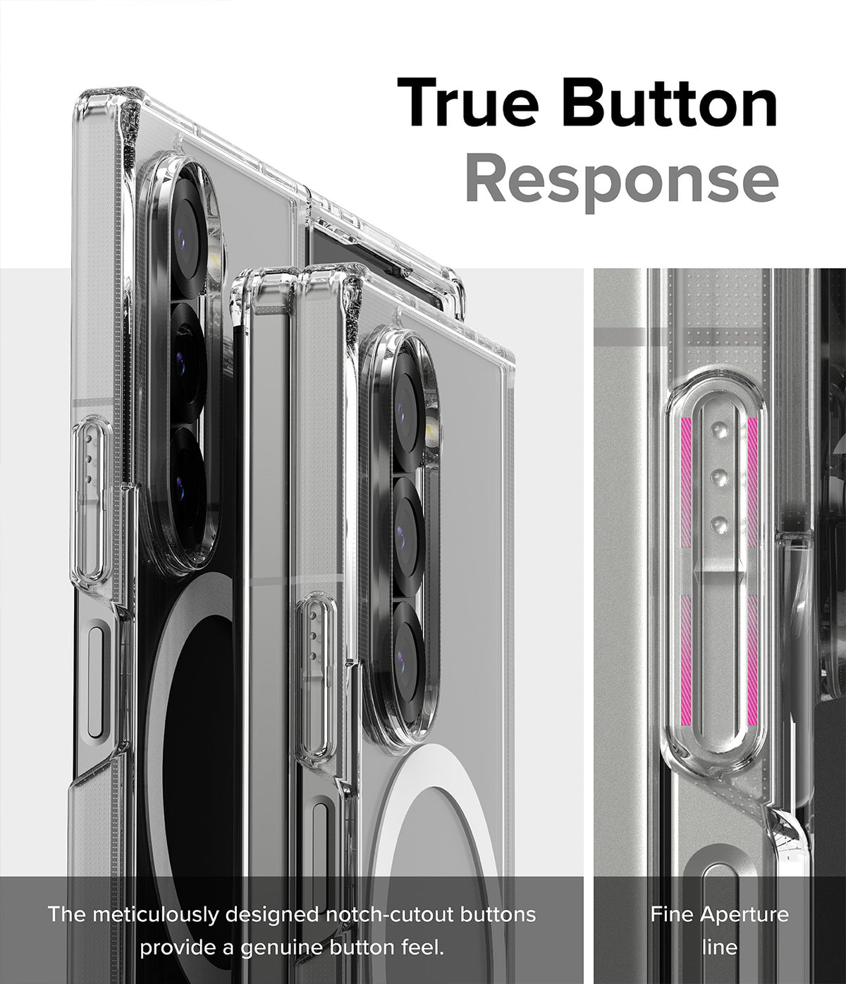 Galaxy Z Fold 6 Case | Fusion Magnetic - Clear - Close-up of clear phone case showing precise button cutouts.
