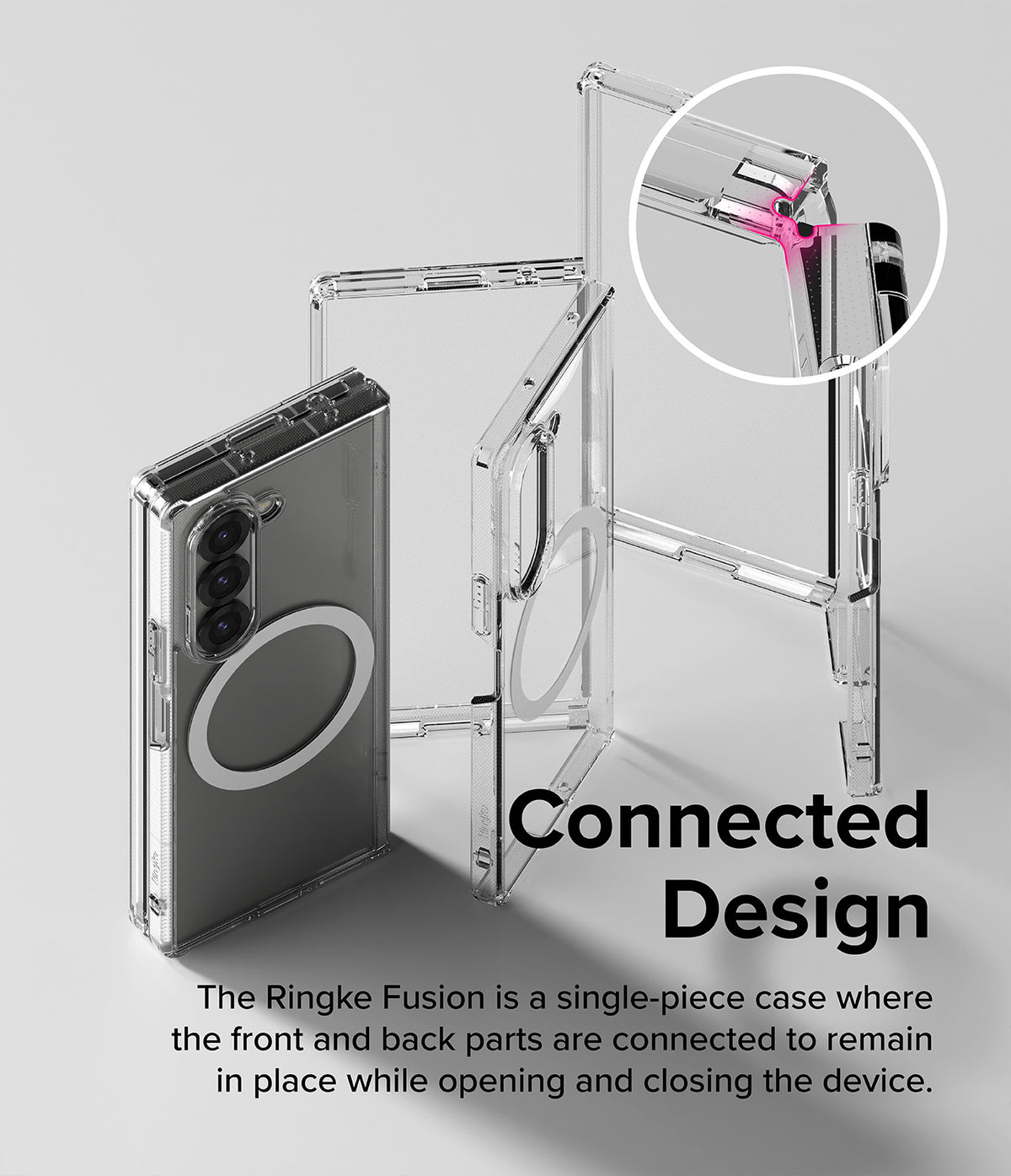Galaxy Z Fold 6 Case | Fusion Magnetic - Clear - Clear single-piece case for Galaxy Z Fold 6 with connected hinge design.
