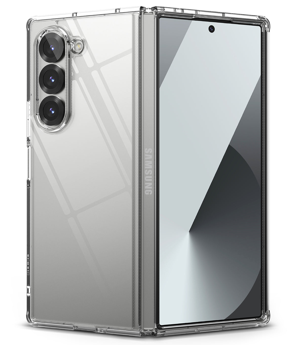Galaxy Z Fold 6 Case | Fusion - Clear - Transparent protective case on a folded Samsung Galaxy Z Fold 6 smartphone.
