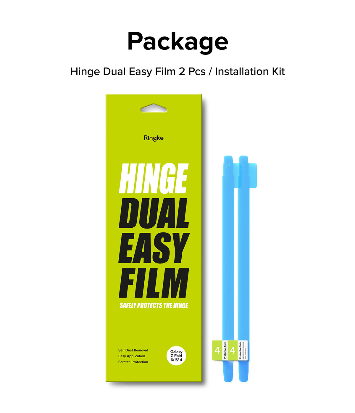 Galaxy Z Fold 6 Screen Protector | Hinge Dual Easy Film - Lime green product box with two blue hinge film strips.