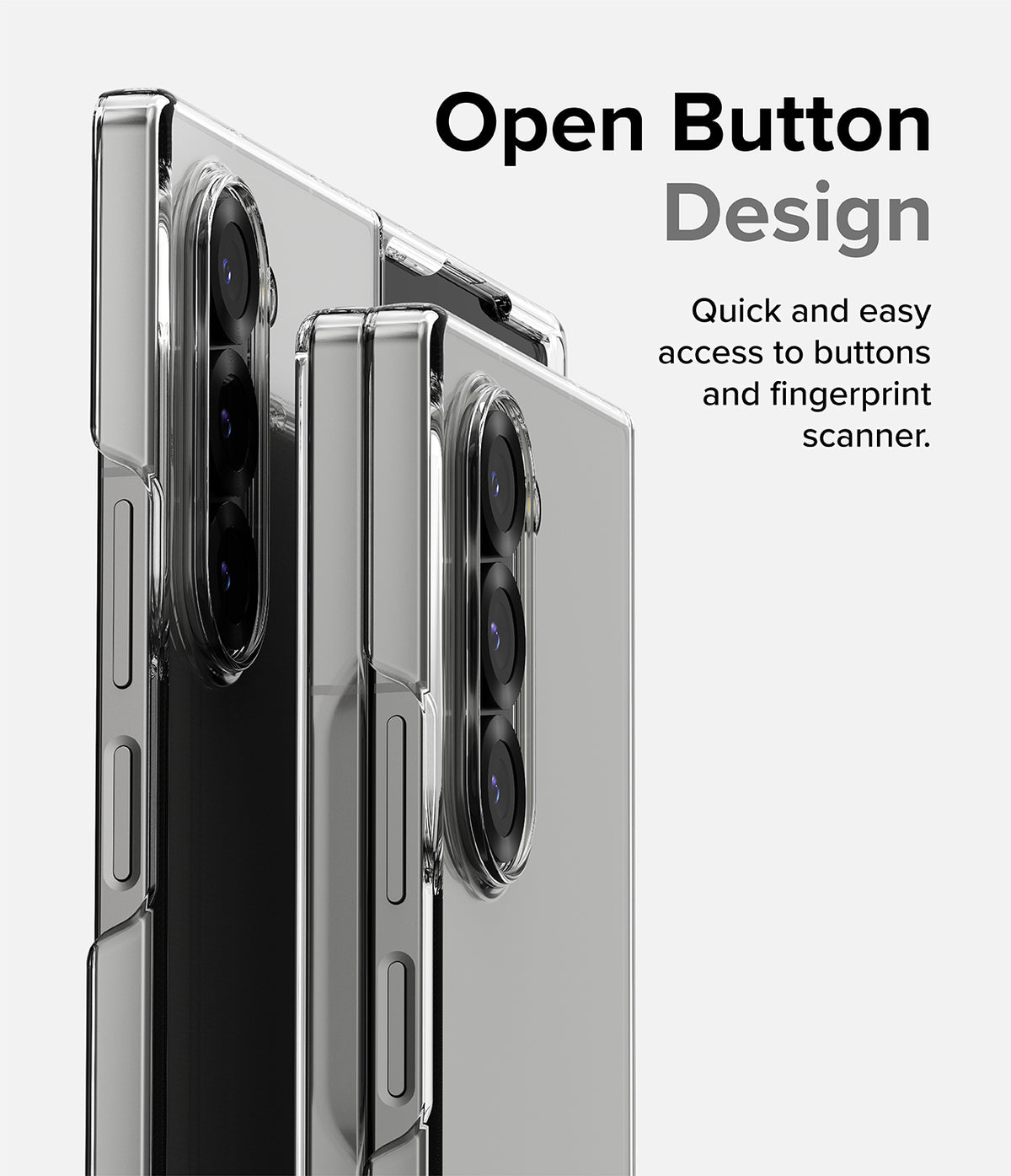 Galaxy Z Fold 6 Case | Slim - Clear phone case on Galaxy Z Fold 6 showing open button cutouts for easy access.