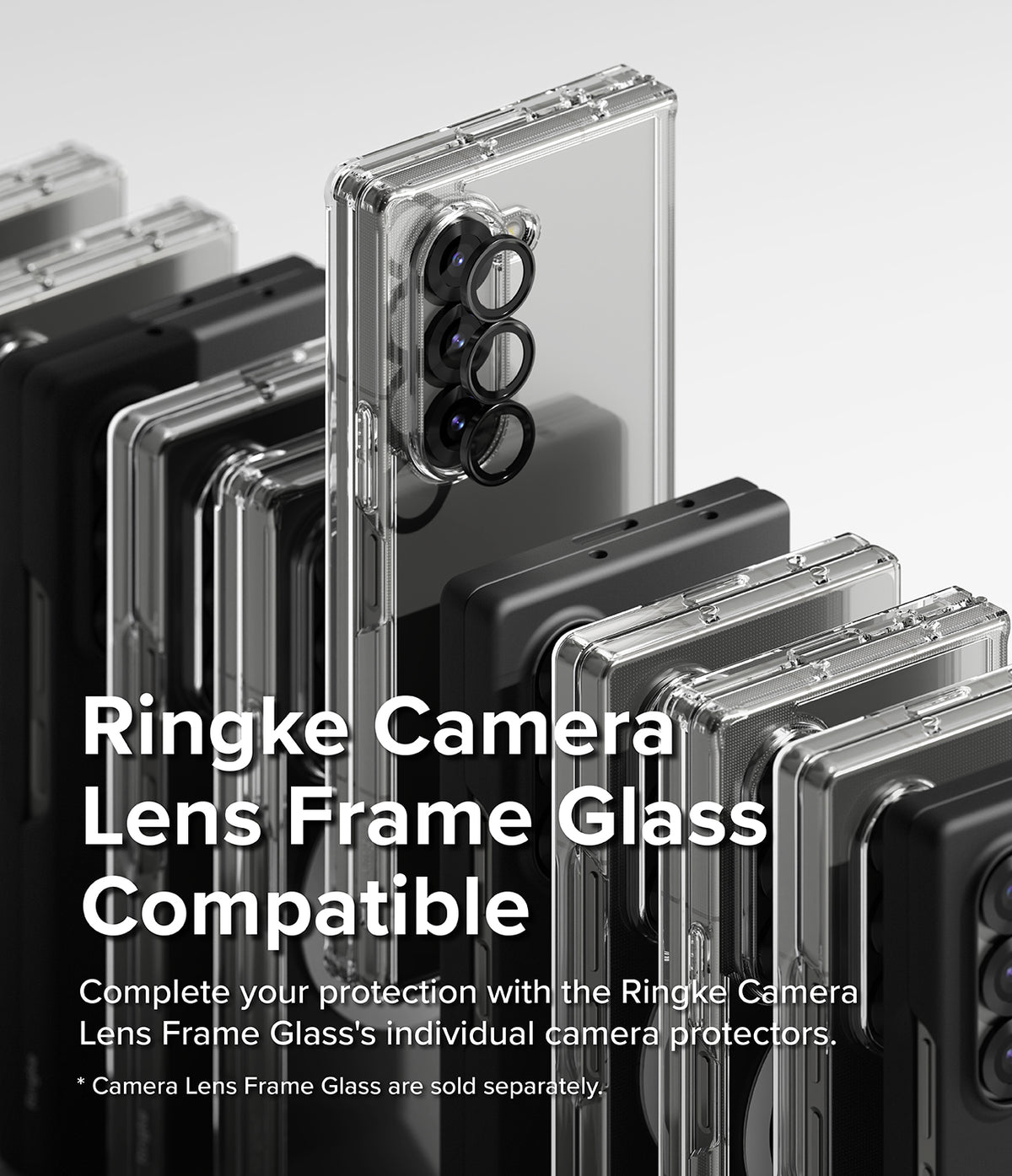 Galaxy Z Fold 6 Case | Slim Magnetic - Clear phone case on a Galaxy Z Fold 6 with black individual camera lens protectors.