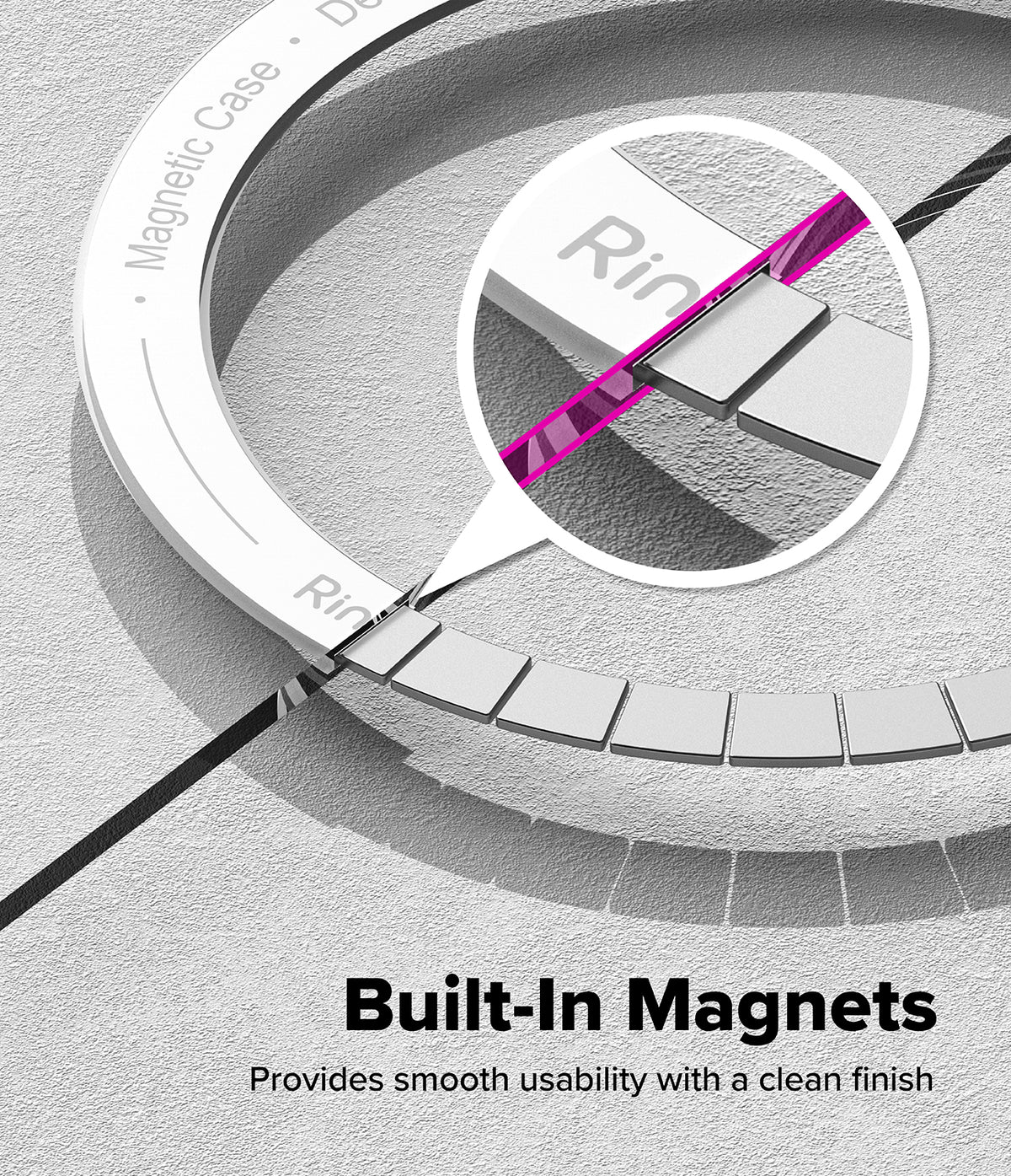 Galaxy Z Fold 7 Case | Fusion Magnetic - Close-up of a circular magnetic ring array embedded in a phone case.