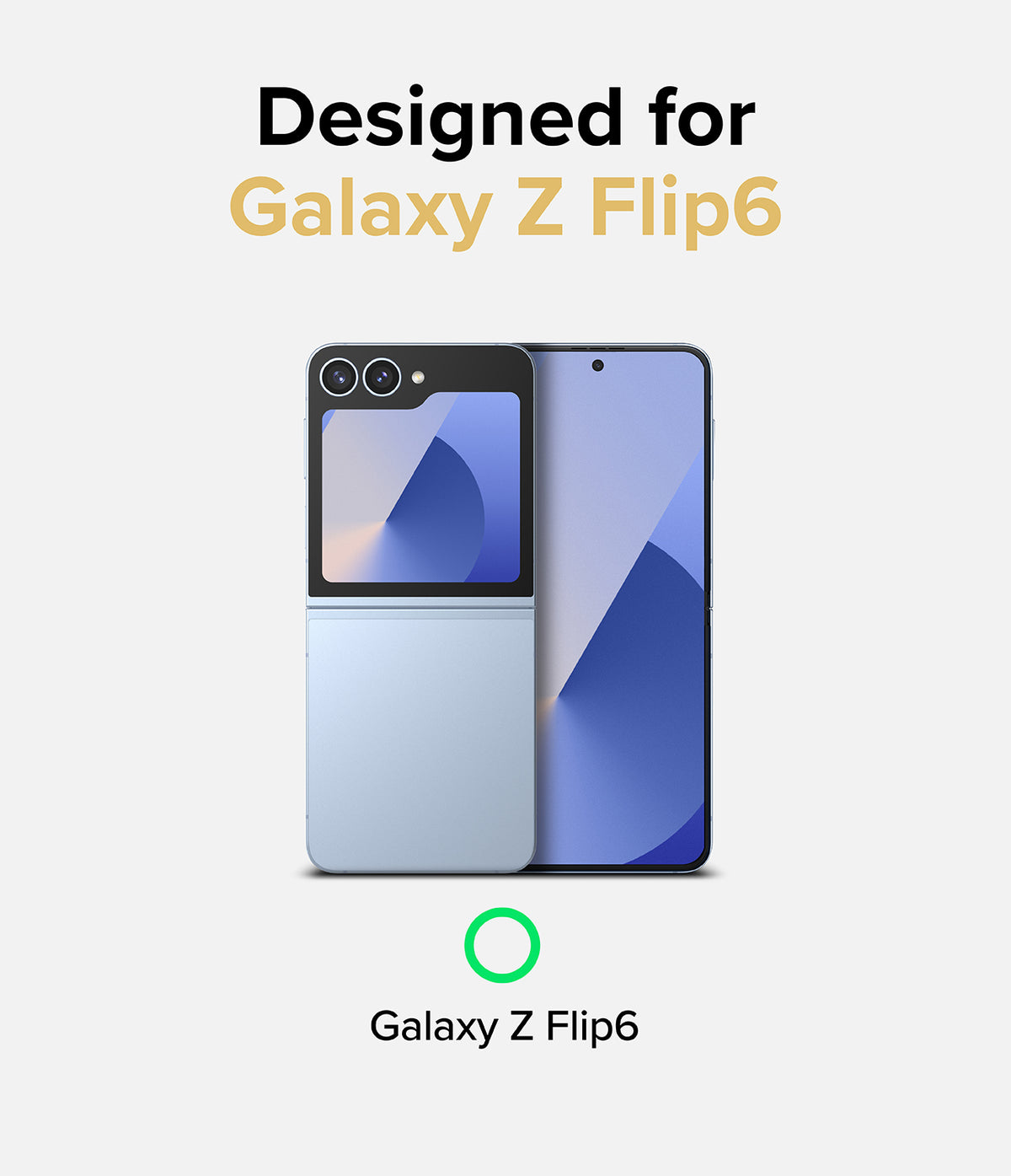 Galaxy Z Flip 6 Case | Fusion Design - Light blue Galaxy Z Flip 6 shown folded and unfolded against a white background.