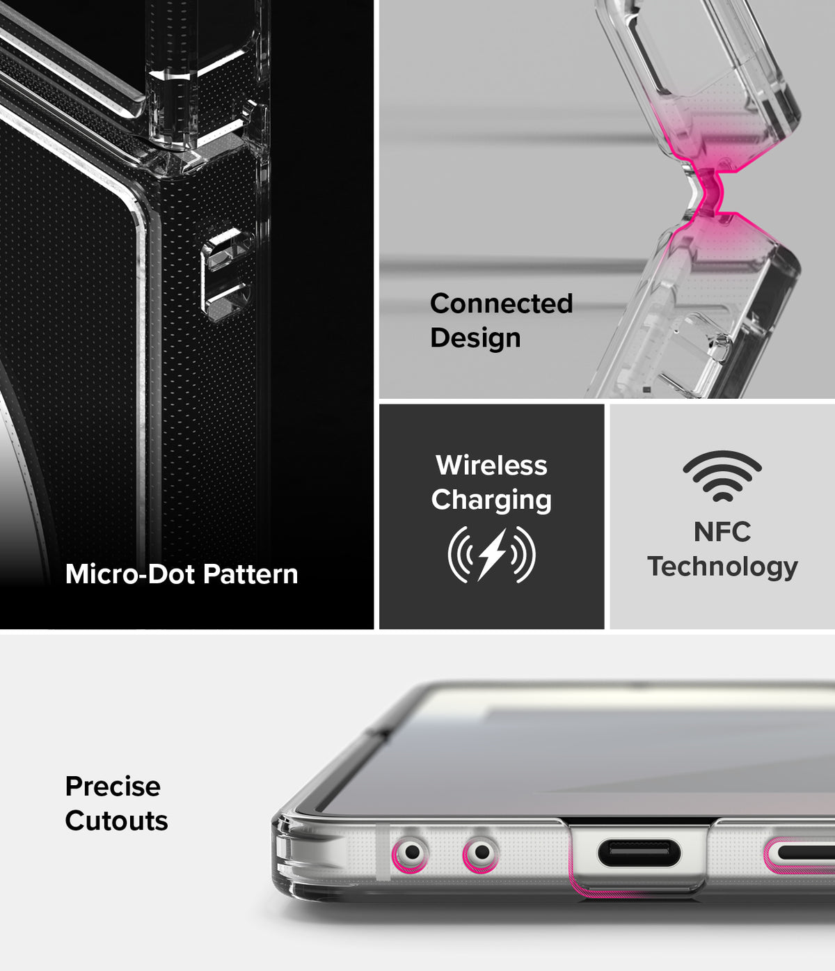 Galaxy Z Flip 7 Case | Fusion Magnetic - Features micro-dot pattern, connected hinge design, wireless charging, and precise cutouts.